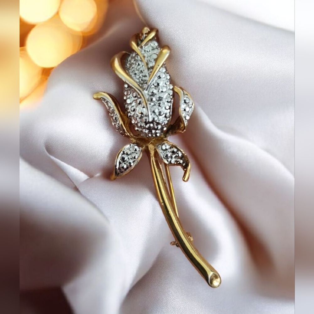 Vintage Michelle Lynn Gold-Tone Rose Brooch